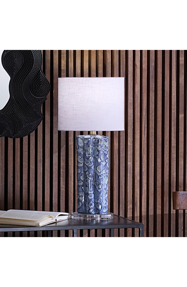 JAMIE YOUNG Flurry Ceramic Small Table Lamp with Linen Shade, Alternate, color, Blue