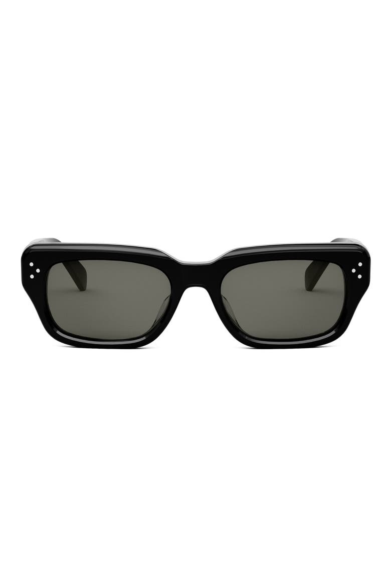 Bold 3 Dot Rectangular Sunglasses, Main, color, SHINY BLACK / SMOKE