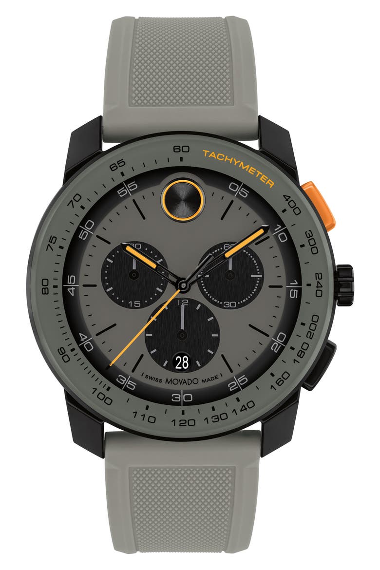 Bold TR90 Chronograph Silicone Strap Watch, 43.5mm, Main, color, GRAY