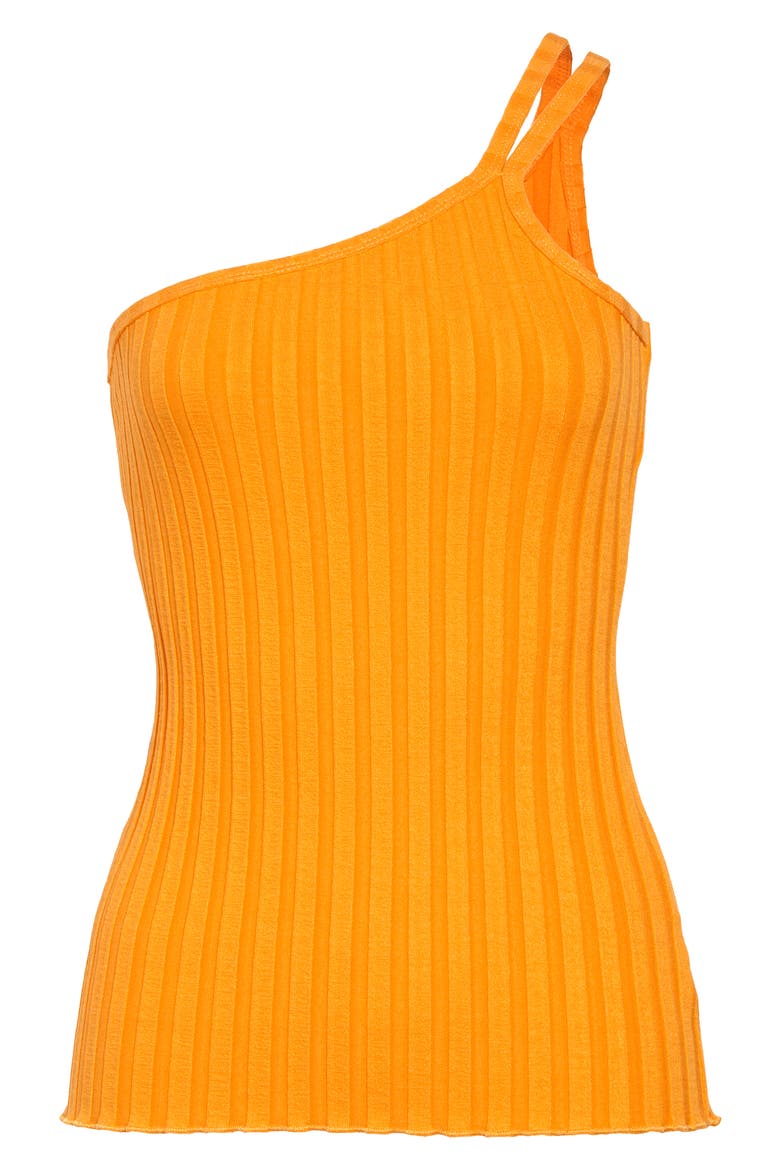 Capilla Ribbed One-Shoulder Tank Top, Alternate, color, SUNSET ORANGE