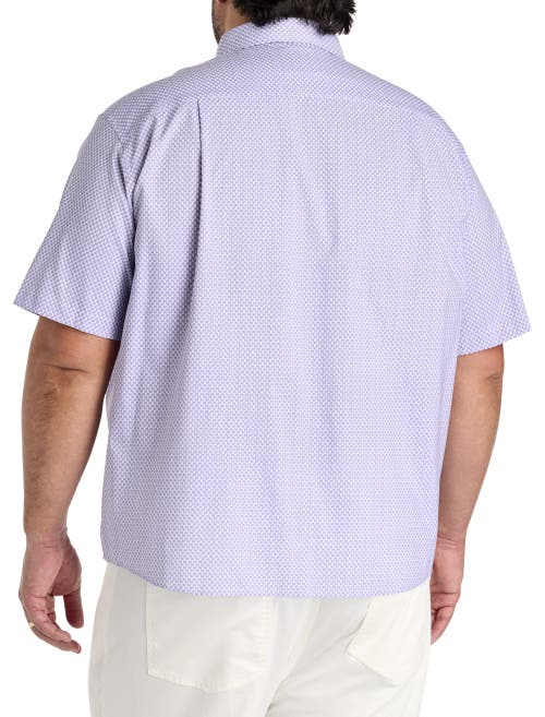 Untuckit Fit By Dxl Big & Tall Crofton Wrinkle-free Performance Geometric Print Sport Shirt In Purple