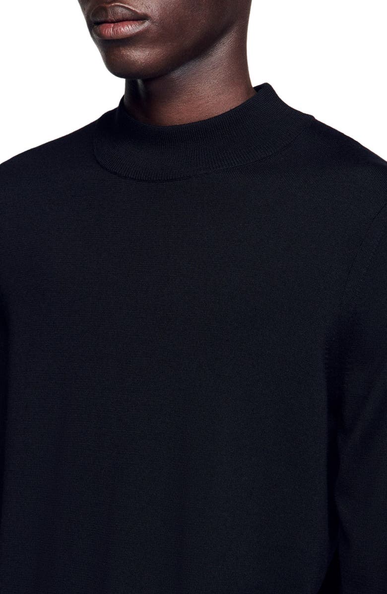 SANDRO Wool sweater with high neck, Alternate, color, Black