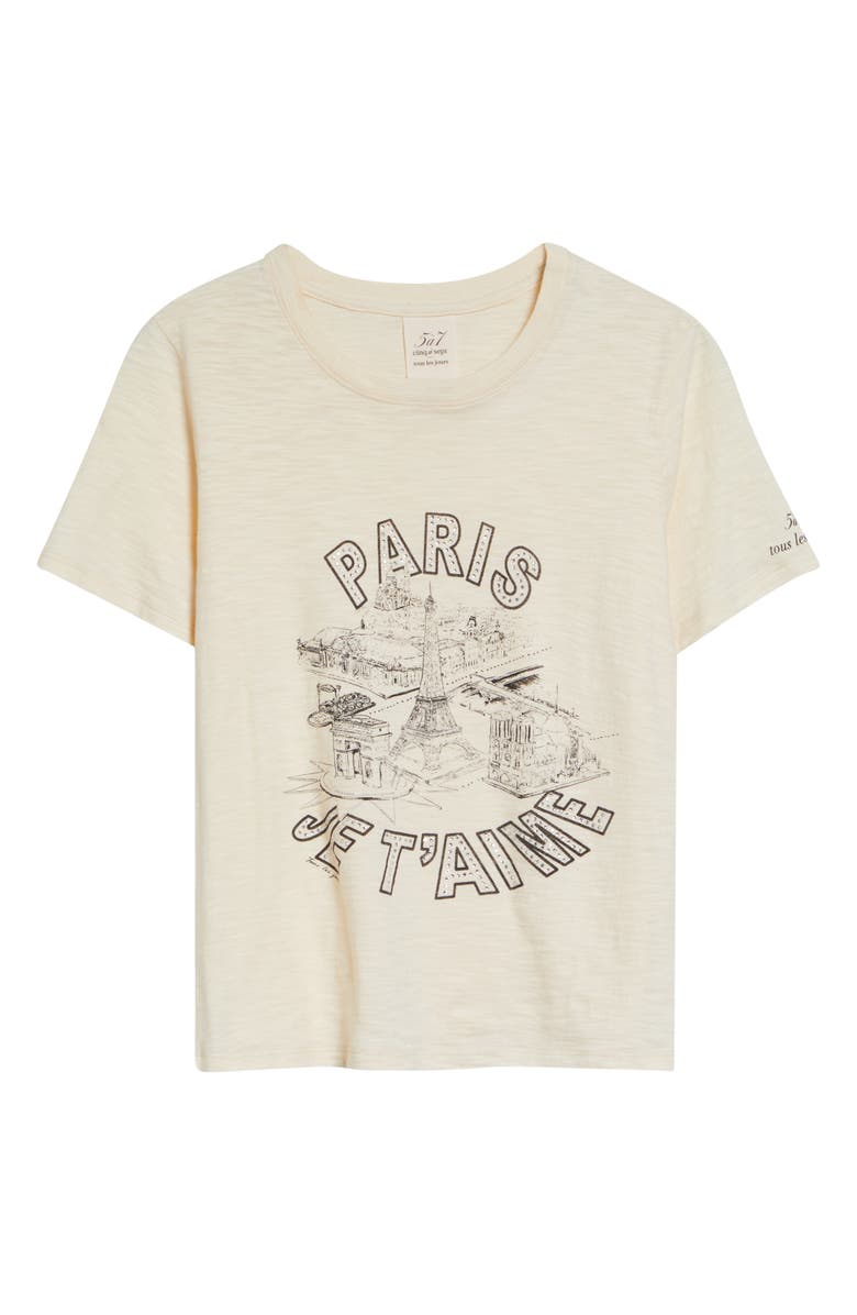 Cinq à Sept Rhinestone Paris Graphic T-Shirt, Alternate, color, Gardenia/ Black