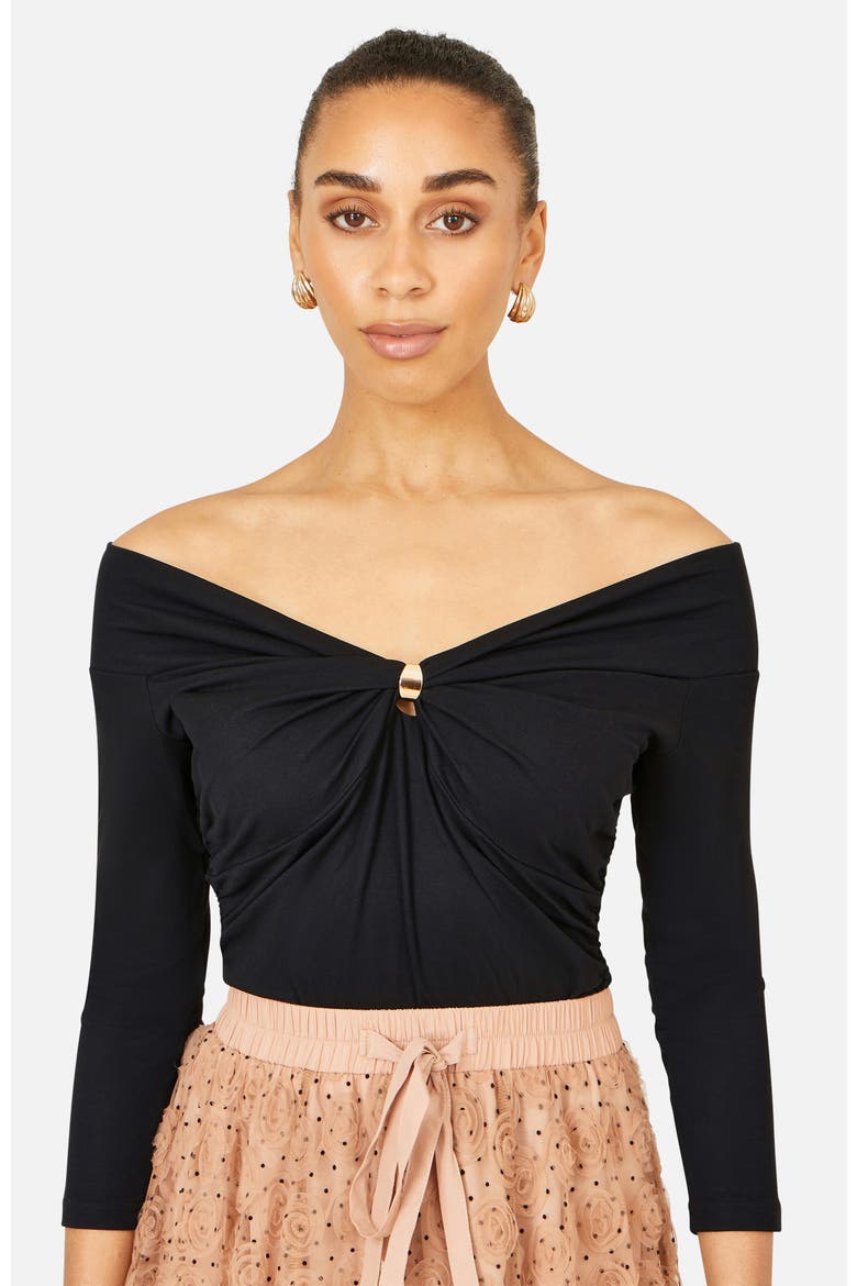 Bardot Long Sleeve Jersey Top, Alternate, color, Black