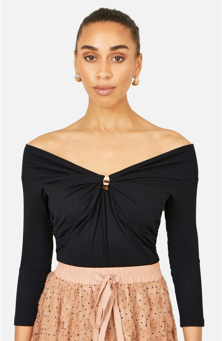 Yumi Bardot Long Sleeve Jersey Top, Alternate, color, Black