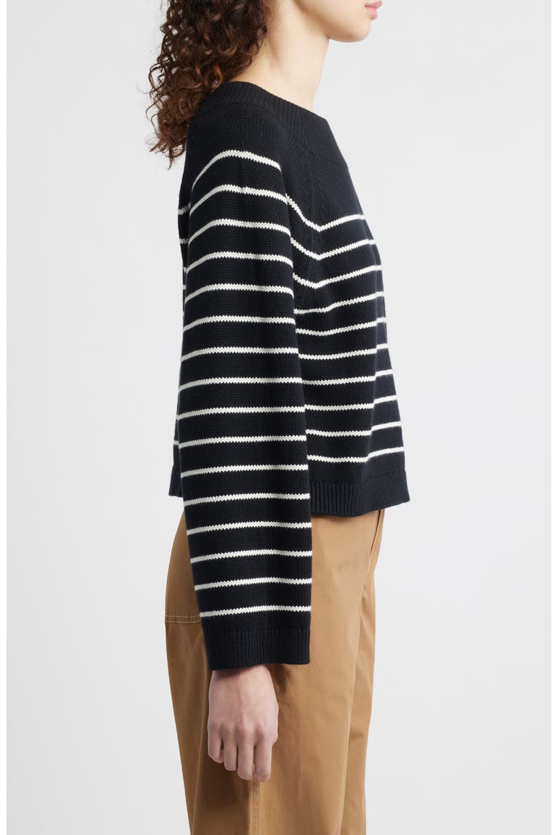 Stripe Crewneck Sweater, Alternate, color, BLACK/ CREAM