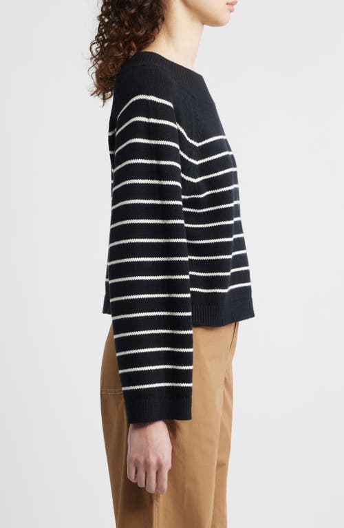 Shop Wyeth Stripe Crewneck Sweater In Black/cream