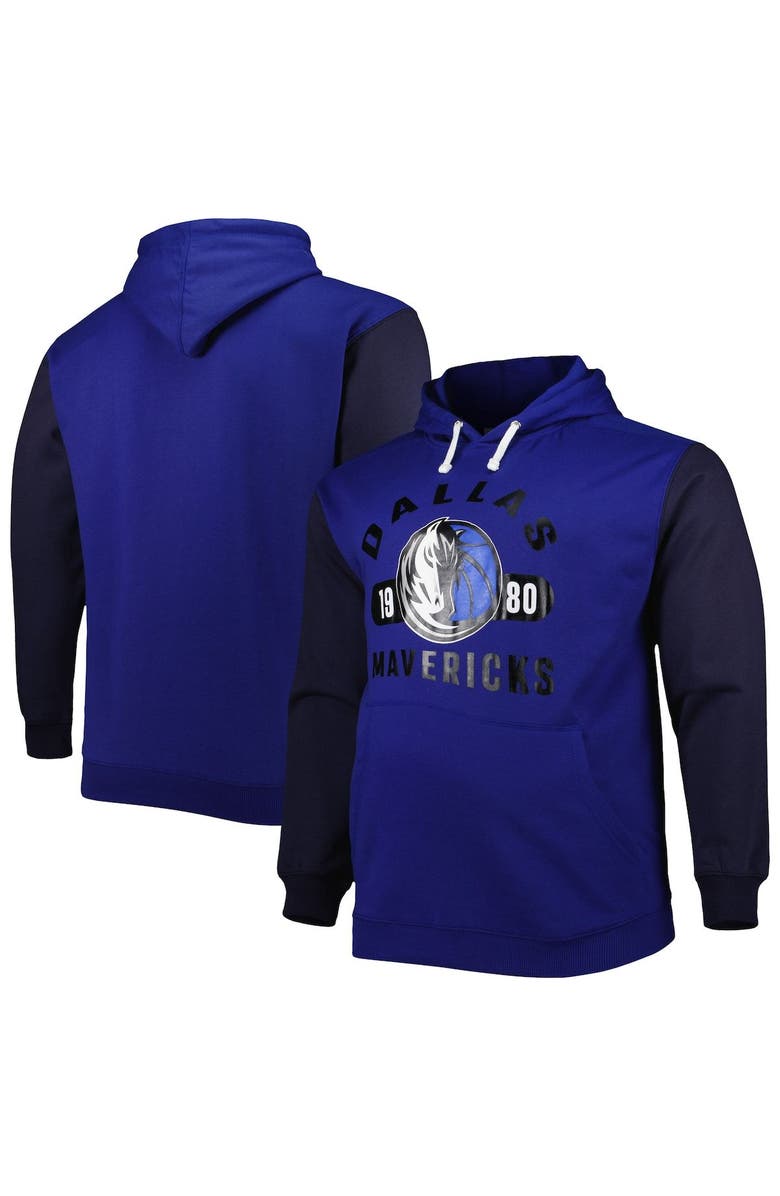 FANATICS Men's Fanatics Branded Blue/Navy Dallas Mavericks Big & Tall Bold Attack Pullover Hoodie, Main, color, Blue