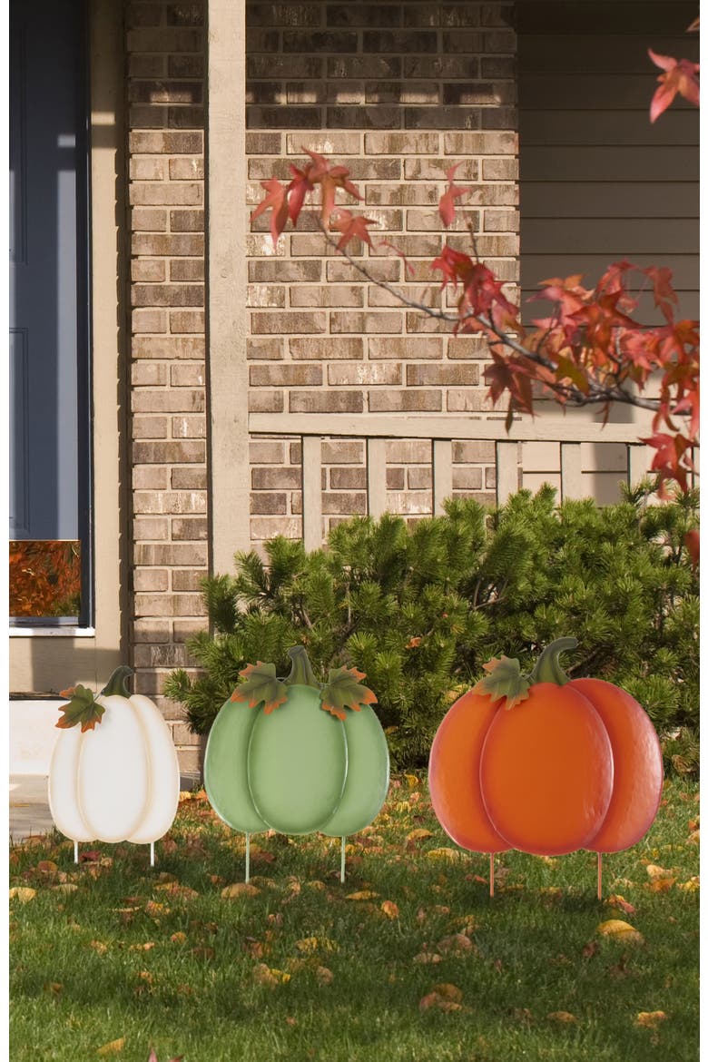 Set of 3 Fall Stacked Pumpkin Yard Stakes, Alternate, color, Orange