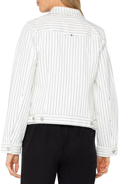 Liverpool Los Angeles Pinstripe Classic Denim Jacket In White Black Pinstripe