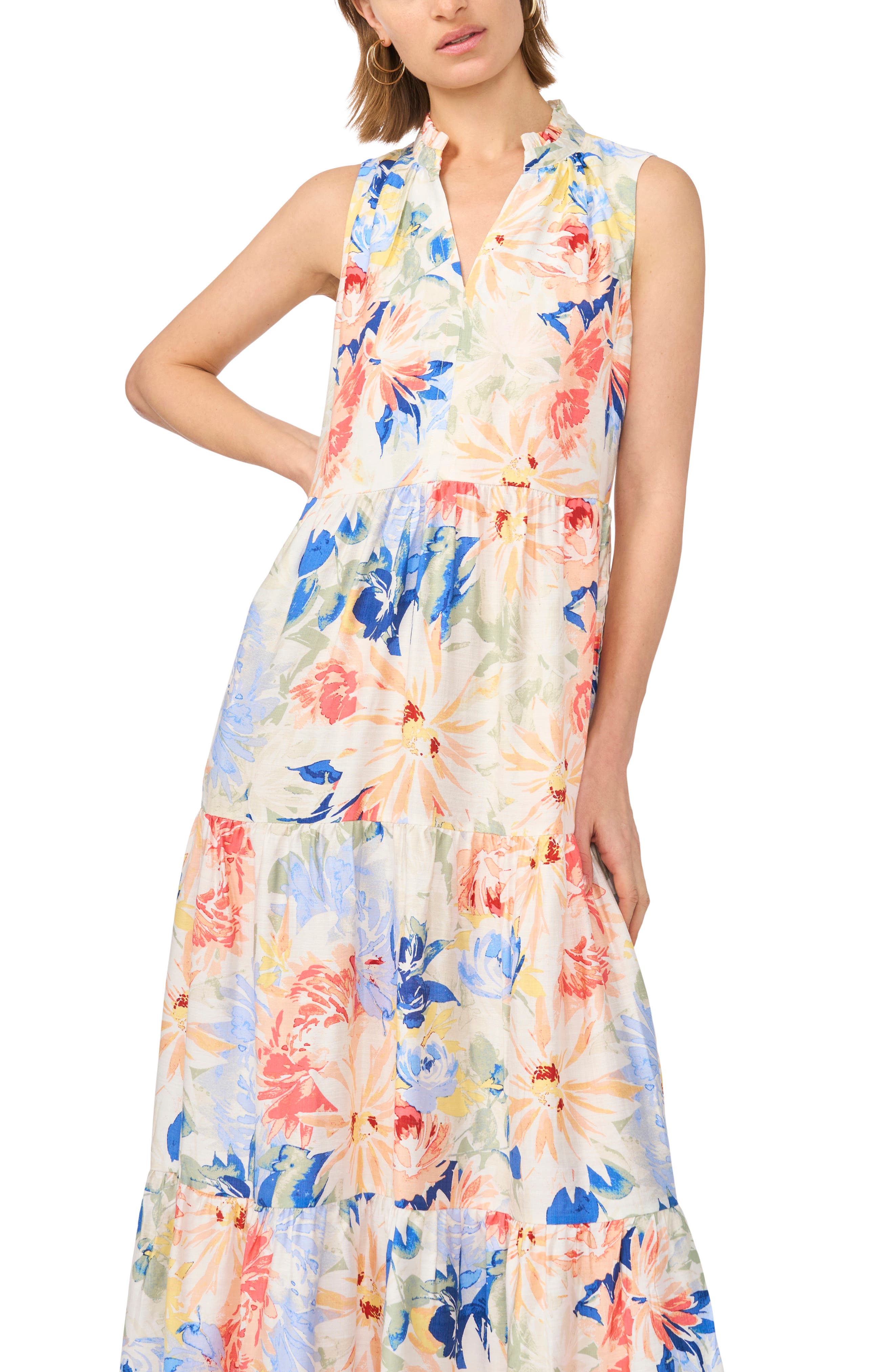 MSK Sleeveless Tiered Maxi Dress (Women) | Nordstromrack