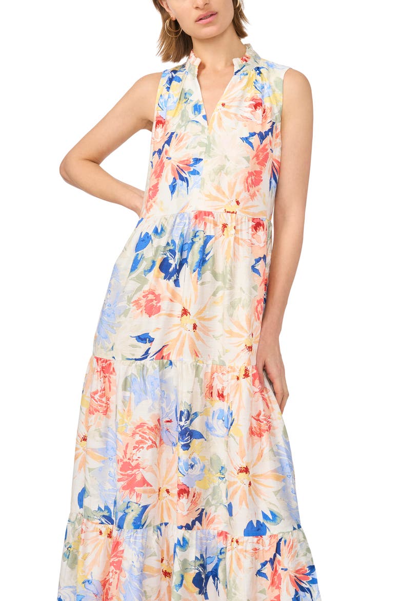 Sleeveless Tiered Maxi Dress, Alternate, color, BRIGHT WHITE
