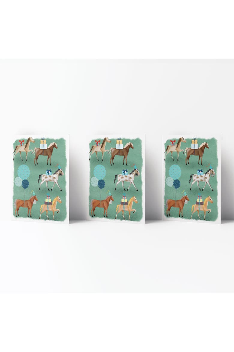 Happy Birthday Greeting Card Pack (3ct) "Horse Party", Main, color, Multi-Pack
