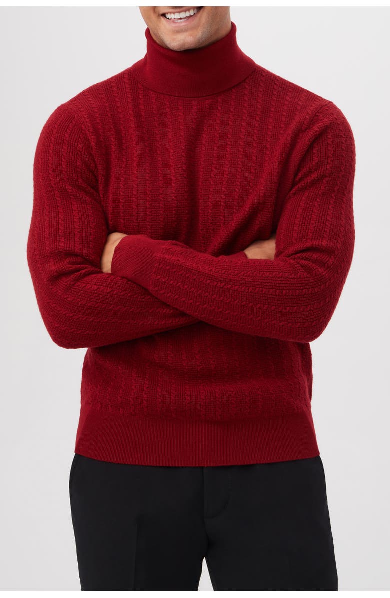 MR TURK Woodrow Textured Knit Turtle Neck, Alternate, color, Vixen Red