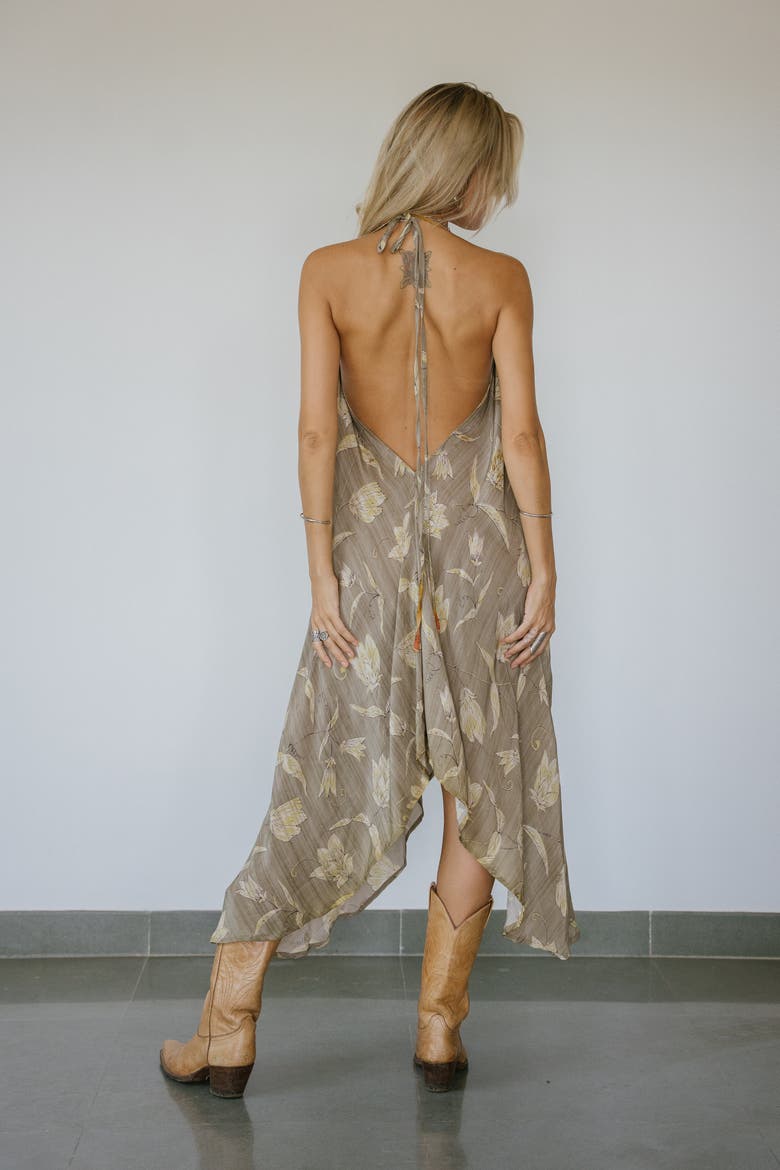 Classic Silk Dress Astoria, Alternate, color, Grey & Orange