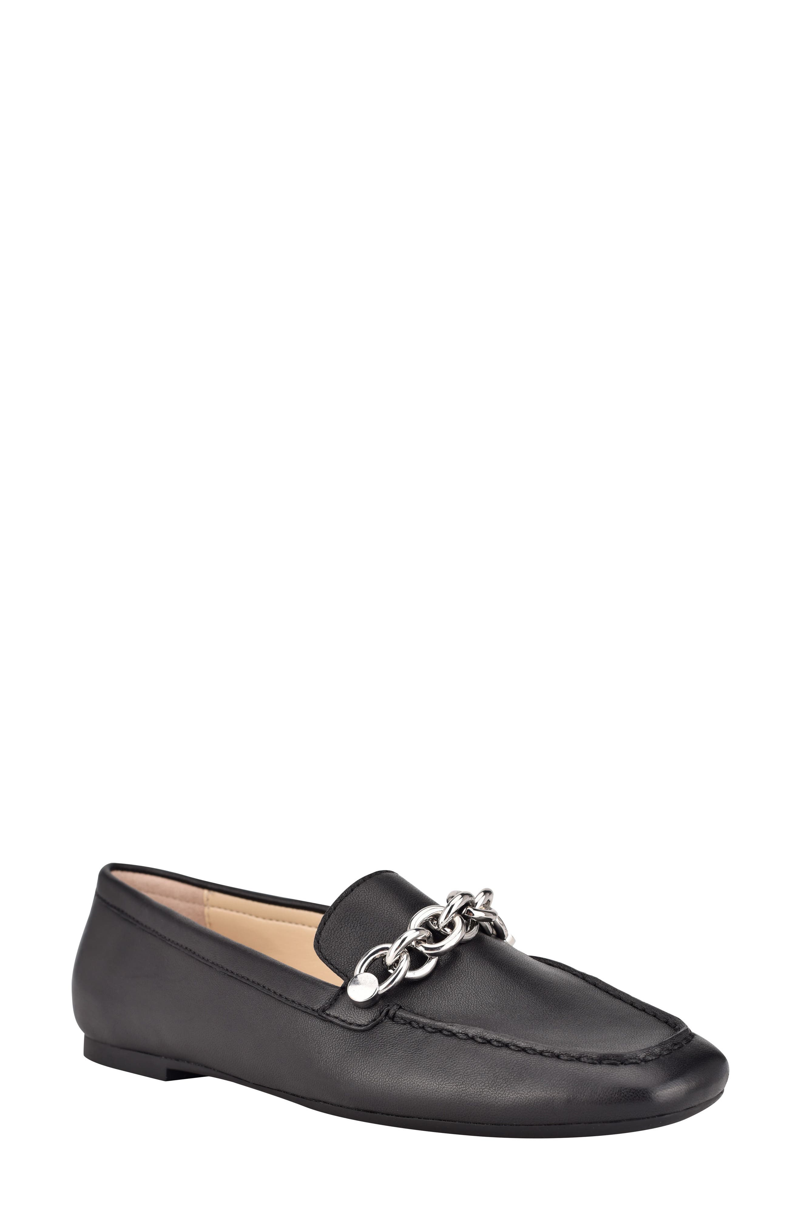 Calvin Klein Elanna Leather Chain Link Loafer, Main, color, 