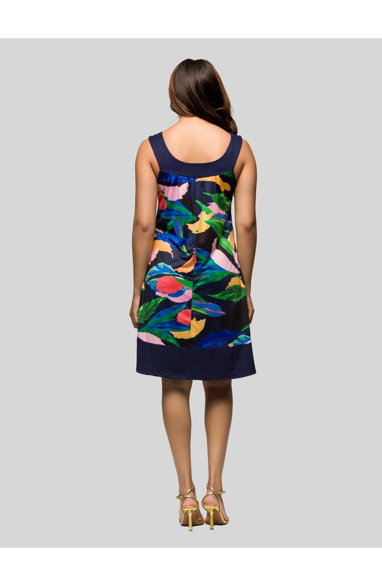 24seven Comfort Apparel Floral Scoop Neck Sleeveless Knee Length Dress, Alternate, color, Green Multi