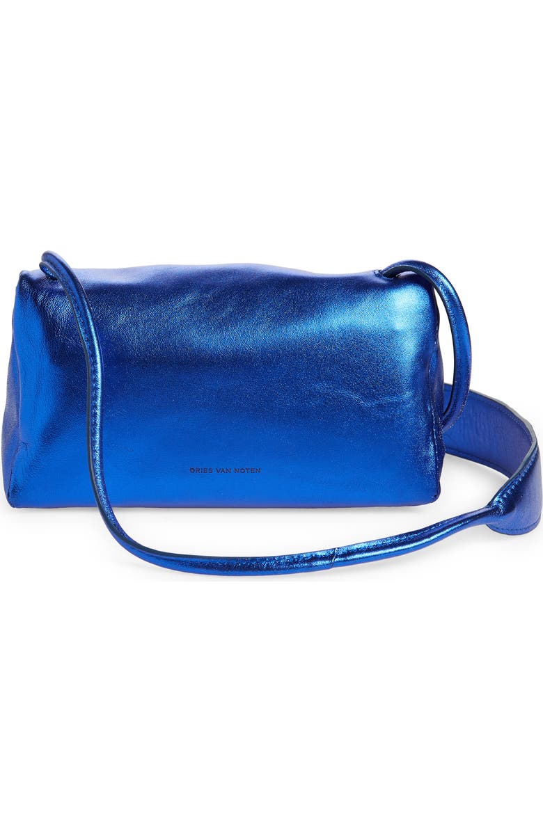 Dries Van Noten Ruched Metallic Leather Shoulder Bag, Alternate, color,