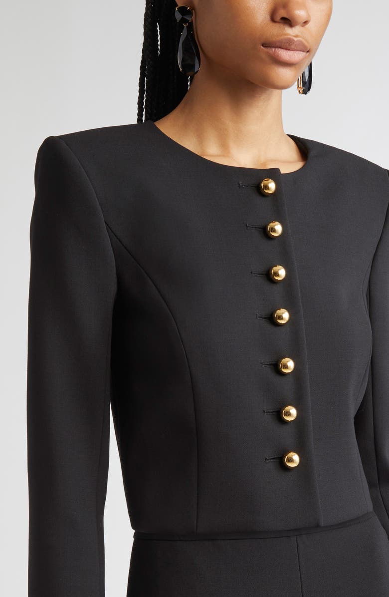 Carolina Herrera Collarless Crop Jacket, Alternate, color, Black