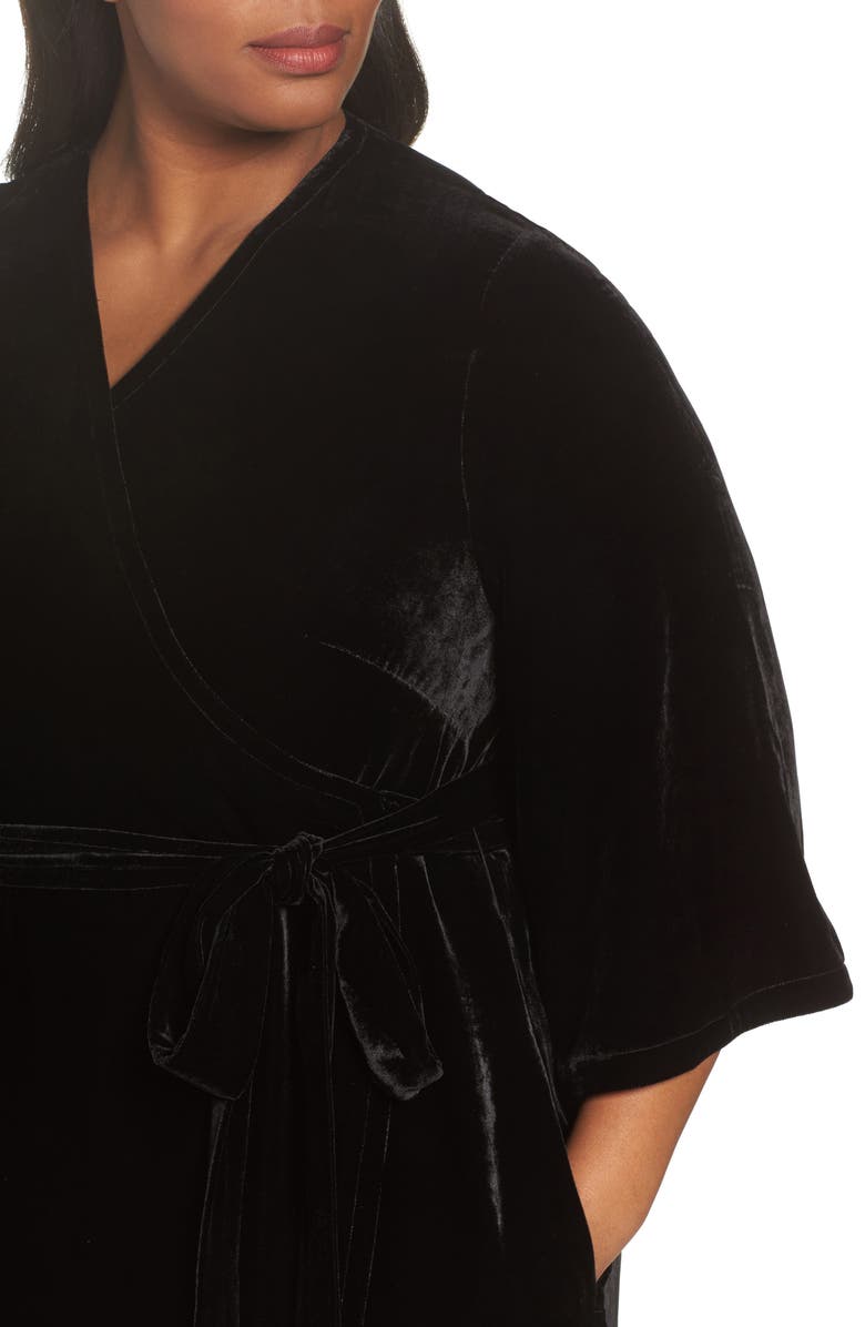 Eileen Fisher Velvet Wrap Dress, Alternate, color, 