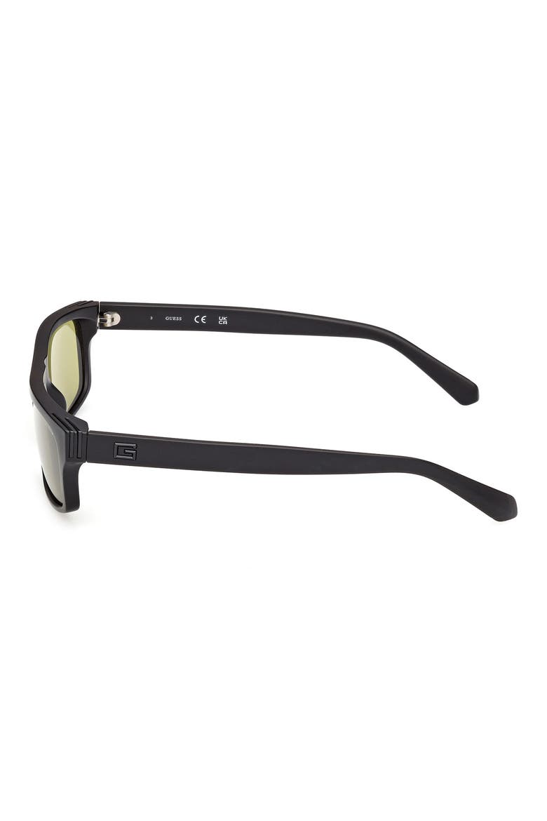 Rectangular Sunglasses, Alternate, color, MATTE BLACK / GREEN