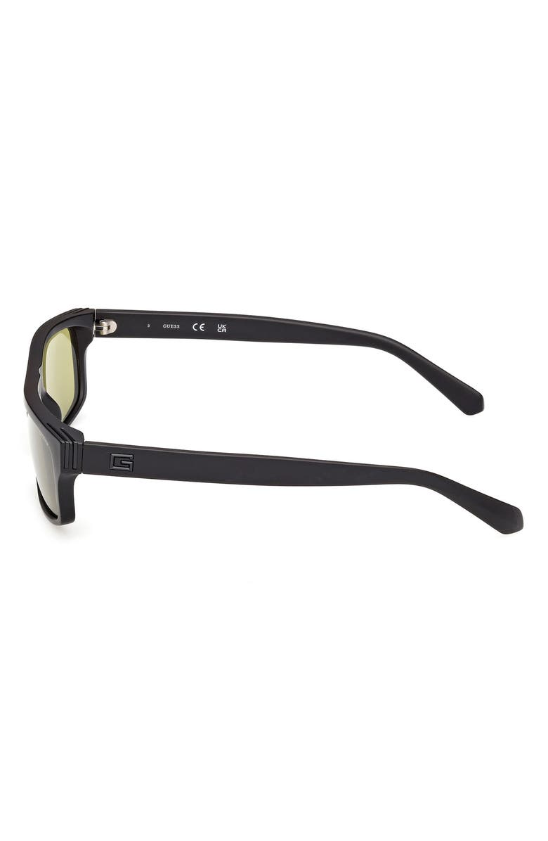 GUESS Rectangular Sunglasses, Alternate, color, Matte Black / Green
