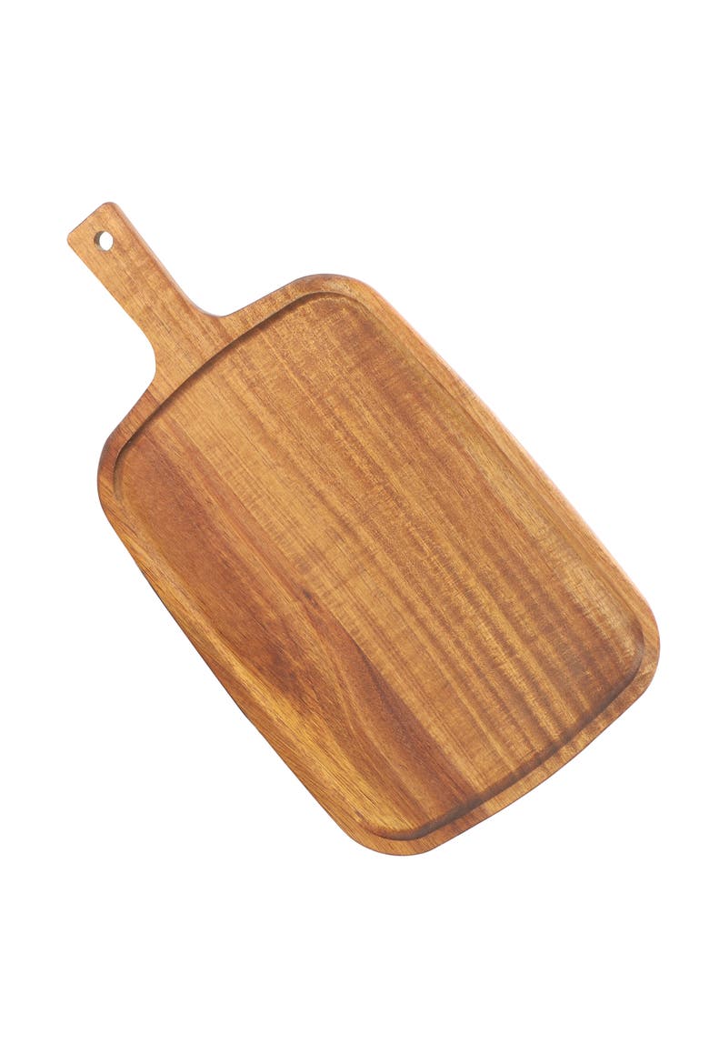 14 Inch Acacia Wood Rectangle Serving Board with Handle, Alternate, color, Acacia