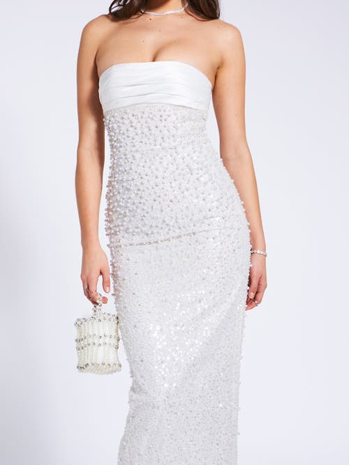 Miss Circle Faux Pearl Crystal Mini Handbag In Silver