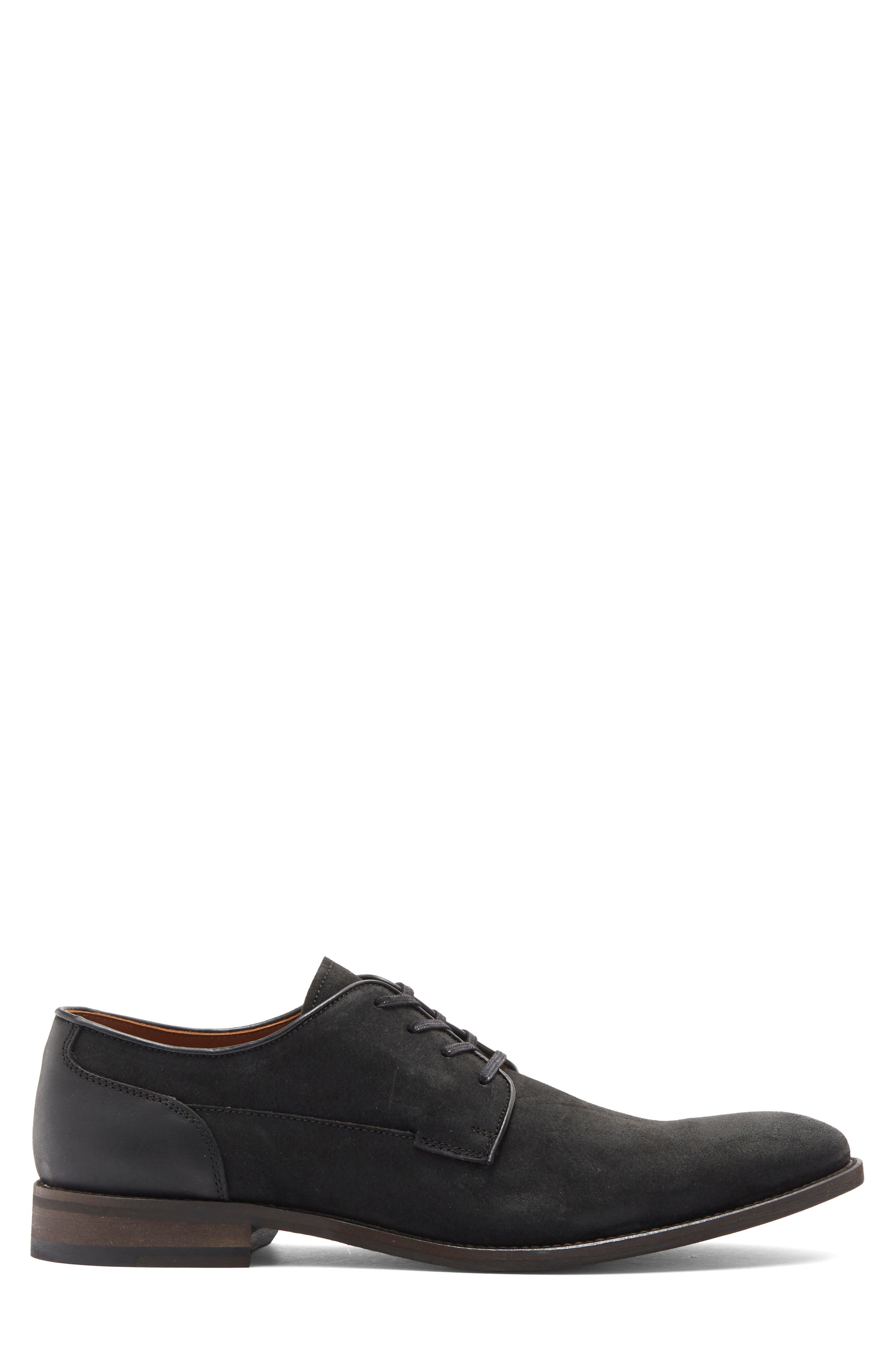 Plaid Toe Derby, Alternate, color, BLACK SUEDE