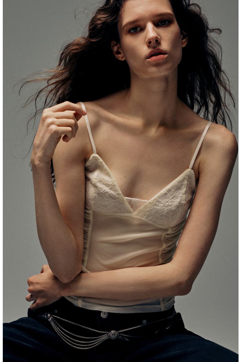 Lace Trim Camisole, Alternate, color, ECRU