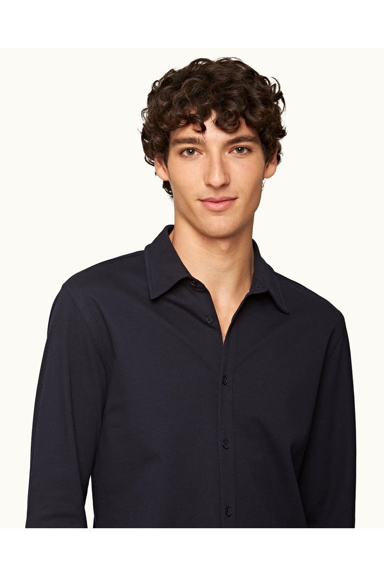 Giles Pique Classic Collar Cotton Pique Shirt, Alternate, color, NIGHT IRIS