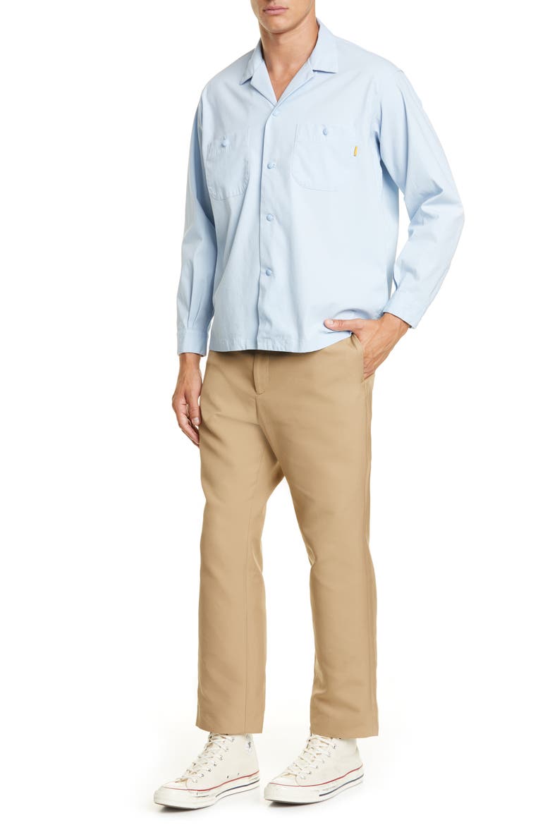 Long Sleeve Button-Up Camp Shirt (Nordstrom Exclusive), Alternate, color, GULF BLUE