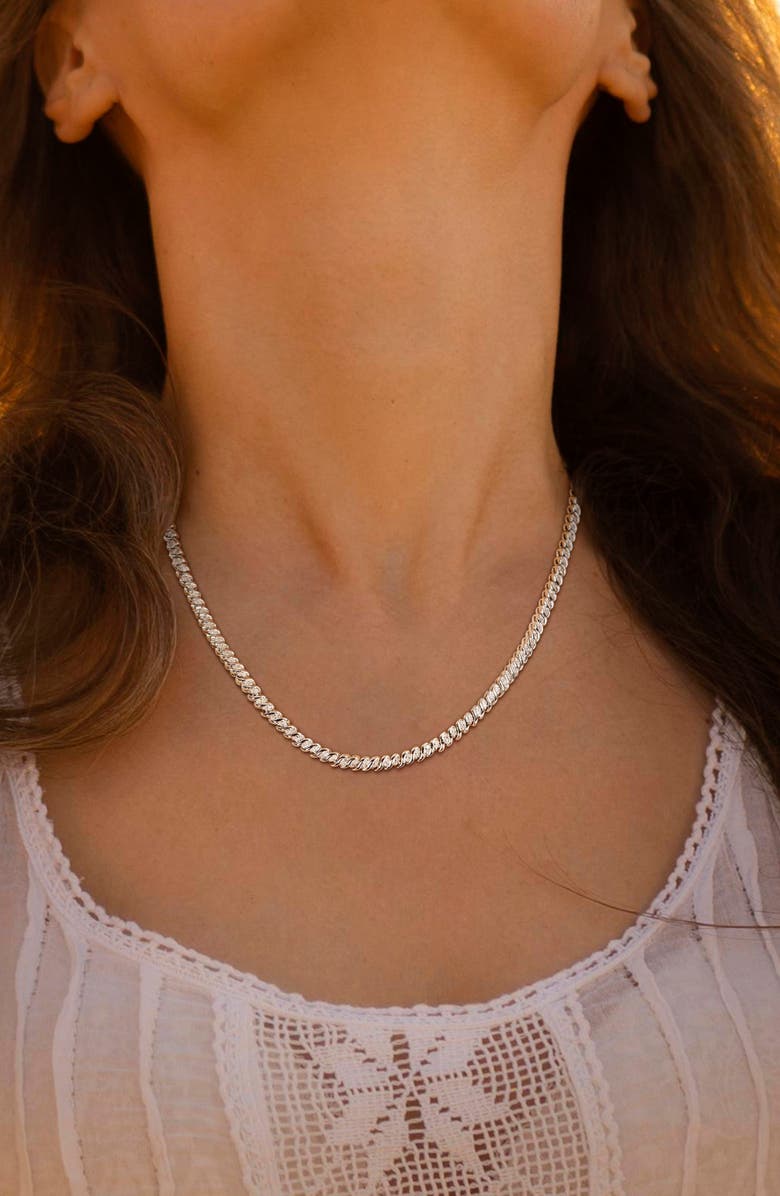 DELMAR Diamond Braided Tennis Necklace - 1ct., Alternate, color, White