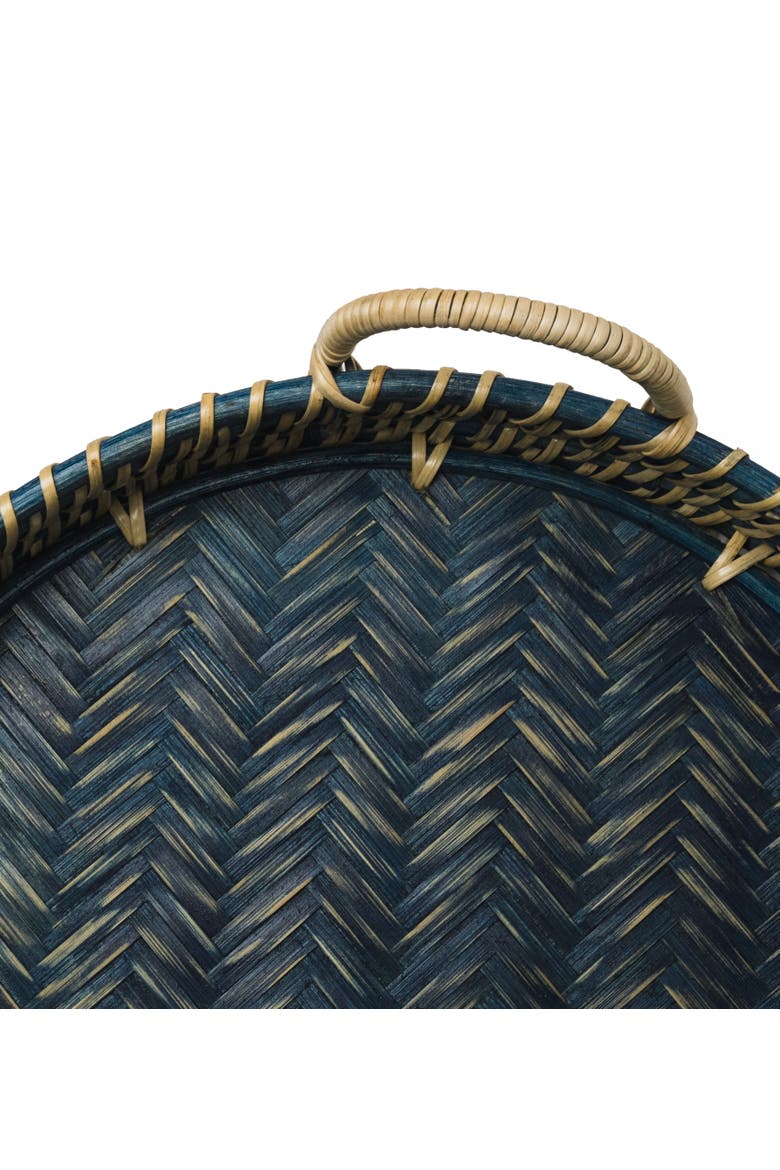 Round Rattan Tray, Alternate, color, Navy Small