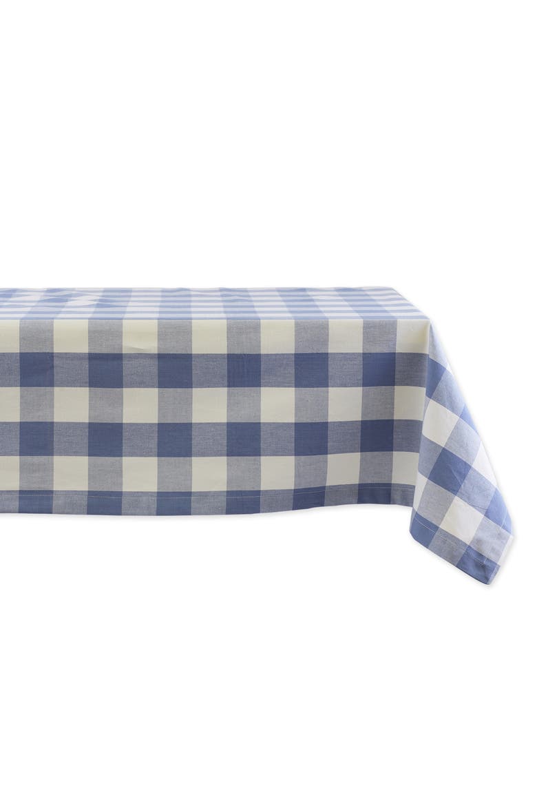 Buffalo Check Woven Cotton Tablecloth, Main, color, Stonewash Blue