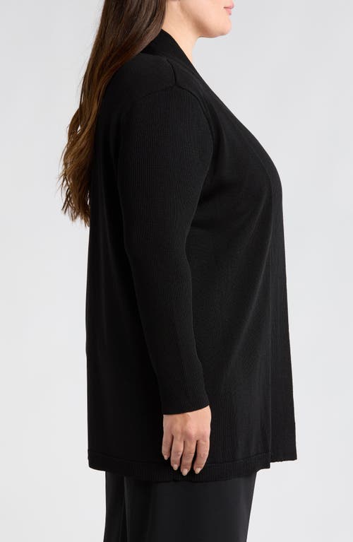 Anne Klein Sonoma Rib Trim Cardigan In Anne Black