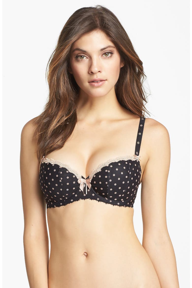 'Patsy' Padded Underwire Half Cup Bra, Main, color, BLACK