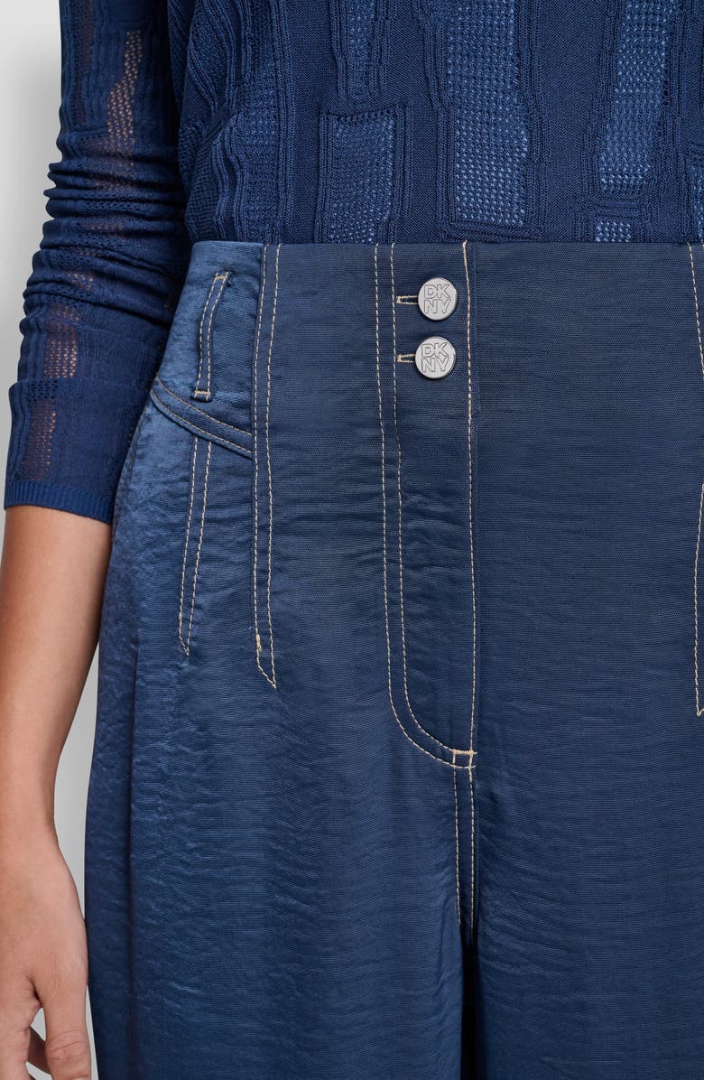 DKNY Topstitch Straight Leg Pants, Alternate, color, Hudson Blue