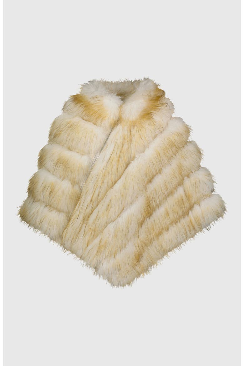 Fur-Free Fox (Faux Fur) Poncho, Alternate, color, WHITE/GOLD