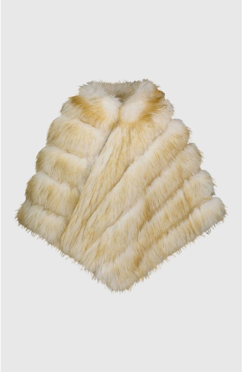 Lyla Grant Fur-Free Fox (Faux Fur) Poncho, Alternate, color, White/Gold