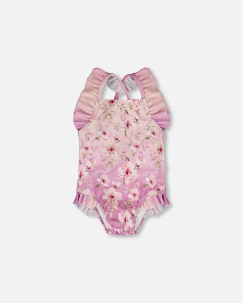 One-Piece Ruffle Flower Swimsuit (Toddler & Little Kid)