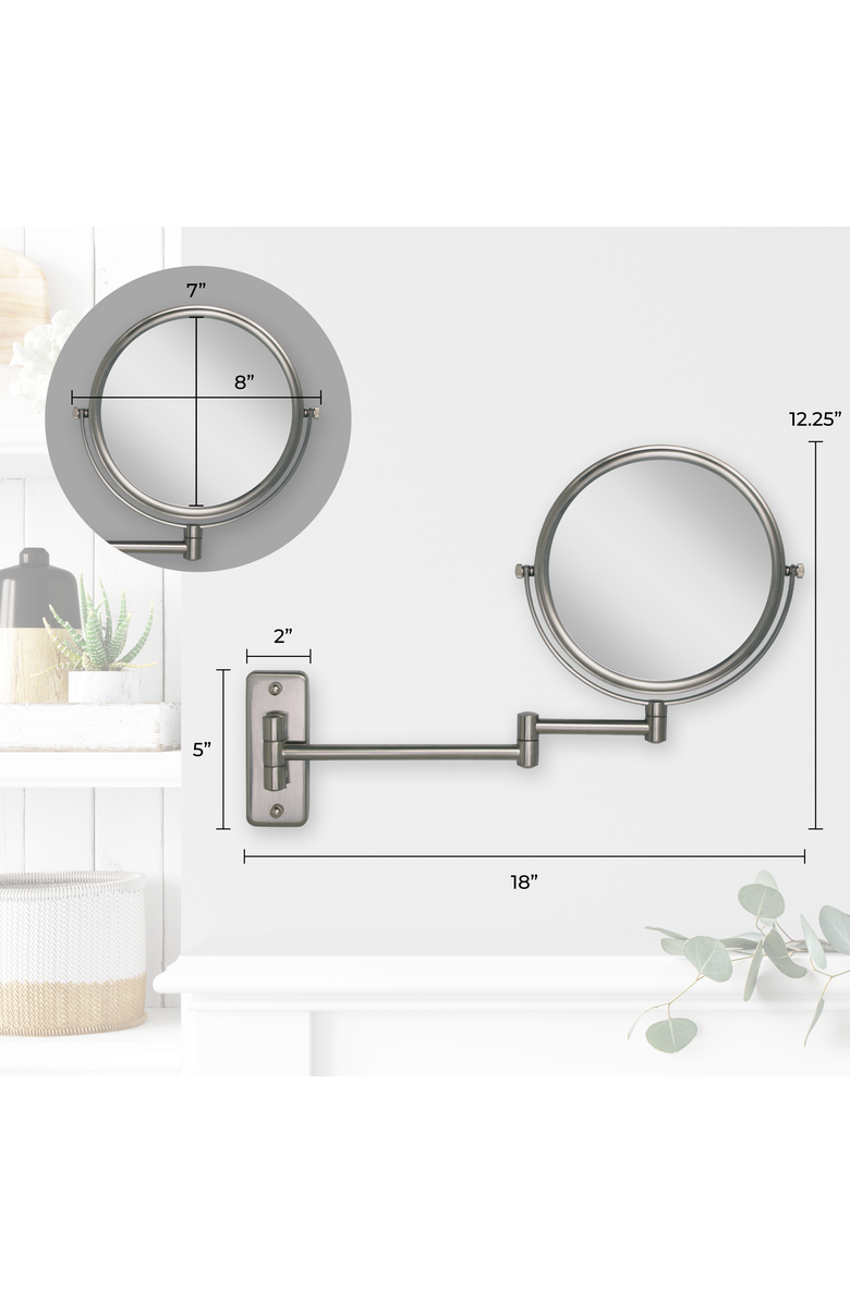 Zadro Wall Mounted Makeup Mirror with 8X/1X Magnifications, Alternate, color, Black