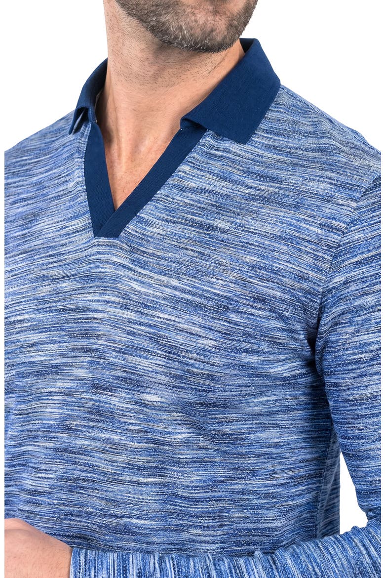 Unknown Long Sleeve Cotton Polo, Alternate, color, BLUE