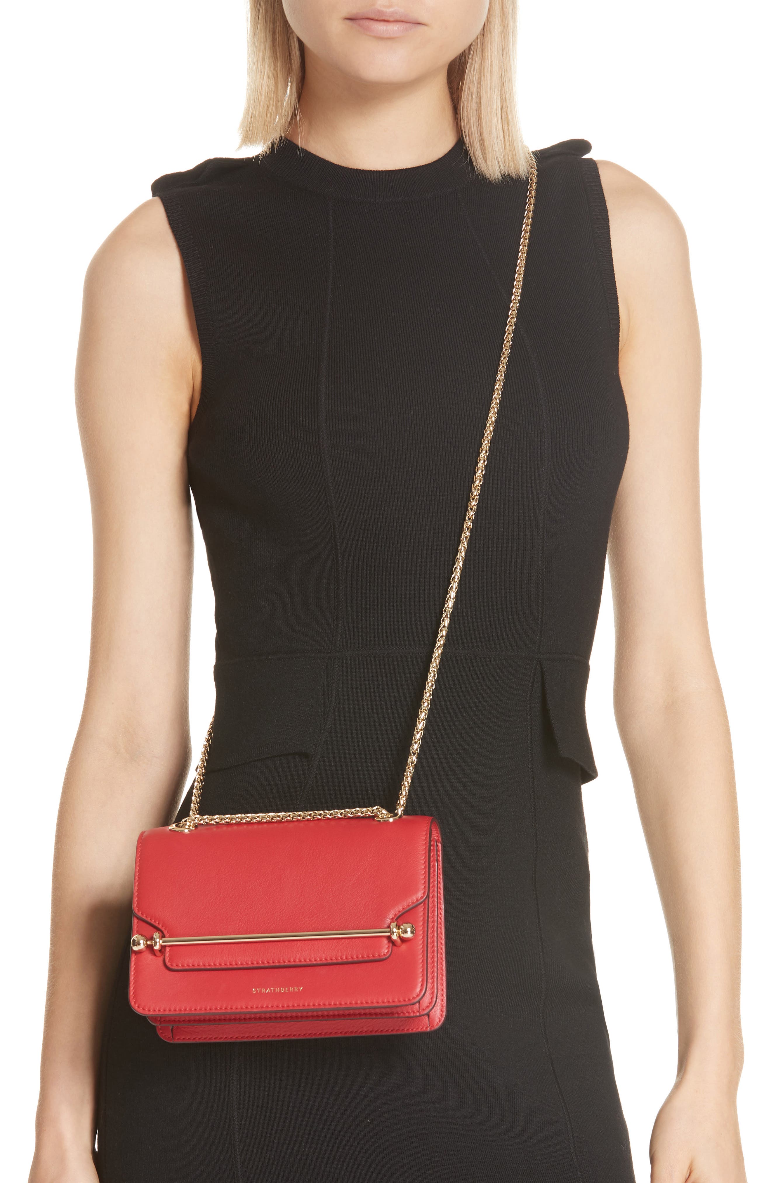 East/West Leather Crossbody Bag, Alternate, color, RUBY