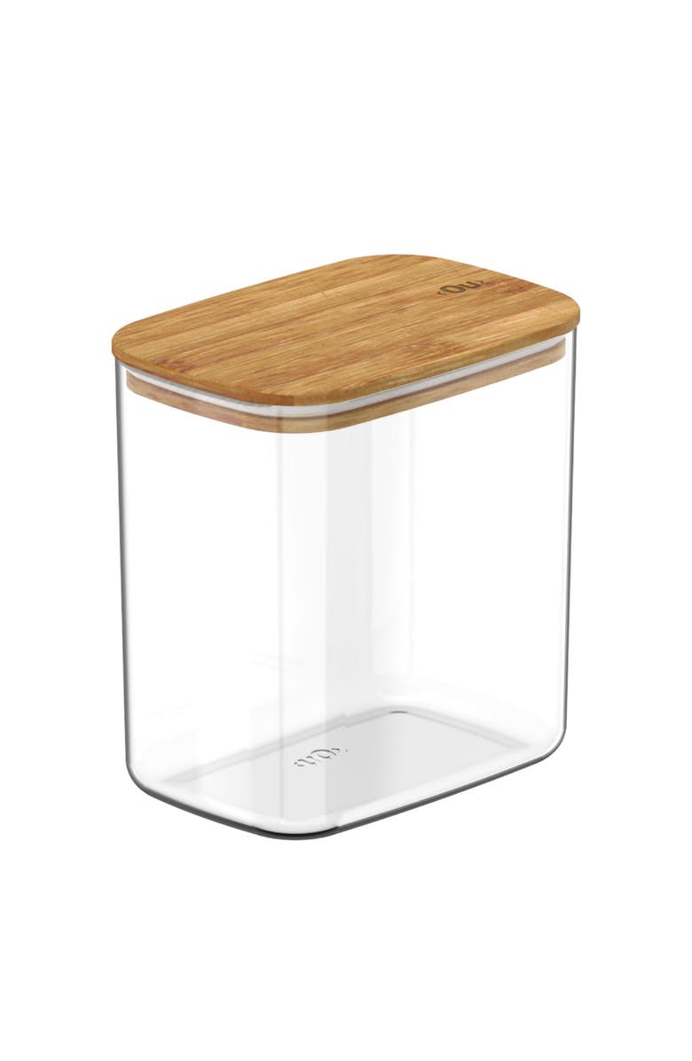 OU Clear Stackable Airtight Food Storage Container with Wood Lid, Main, color,