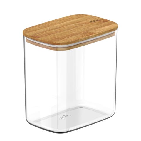 Clear Stackable Airtight Food Storage Container with Wood Lid