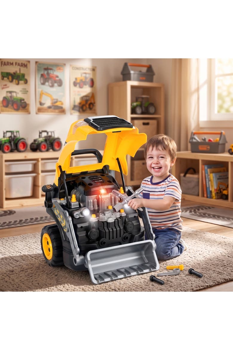 Large Truck Engine Toy, Kids Mechanic Repair Set with Spray, Lights, Sounds and Removable Parts, Educational Gifts for 3-6 Years Boys Girls, Alternate, color, Yellow
