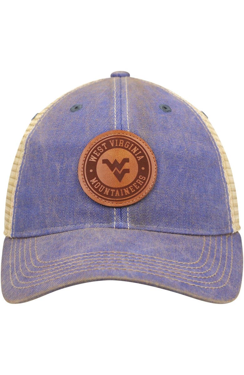 LEGACY ATHLETIC Men's Navy West Virginia Mountaineers Target Old Favorite Trucker Snapback Hat, Alternate, color,