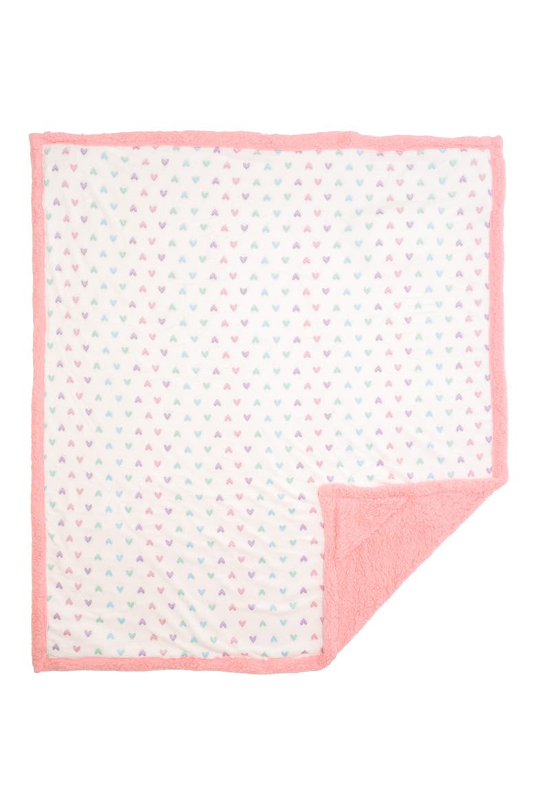 Glow in the Dark Print Reversible Fleece Baby Blanket, Alternate, color, COSMOS PINK