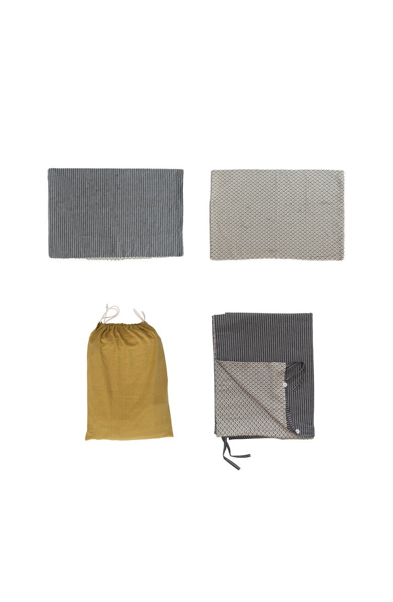 Storied Home Cotton Double Sided Duvet Cover 2 Shams, Main, color, Grey